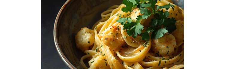 Creamy Garlic Parmesan Cauliflower Bite Pasta