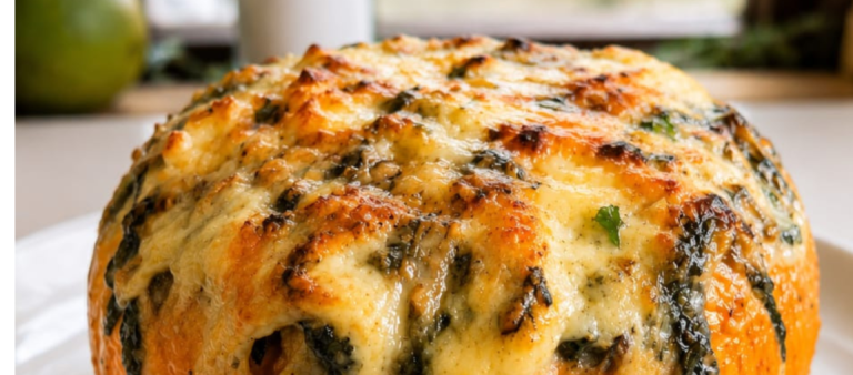 Creamy Spinach & Mushroom Stuffed Musket Pumpkin