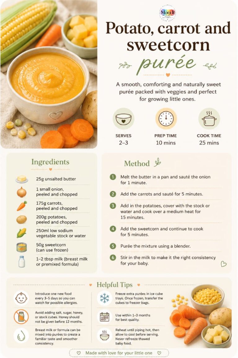 Potato, Carrot & Sweetcorn Purée: A Wholesome Homemade Meal for Your Little One